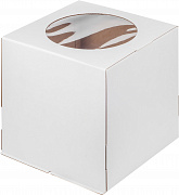 купить Коробка для торта с окошком, 300*300*350 мм (белая) гофрокартон 019502  в интернет-магазине