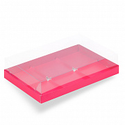 купить Коробка под муссовые пирожные с пластиковой крышкой 260*170*60 мм (6) (красная матовая)  в интернет-магазине